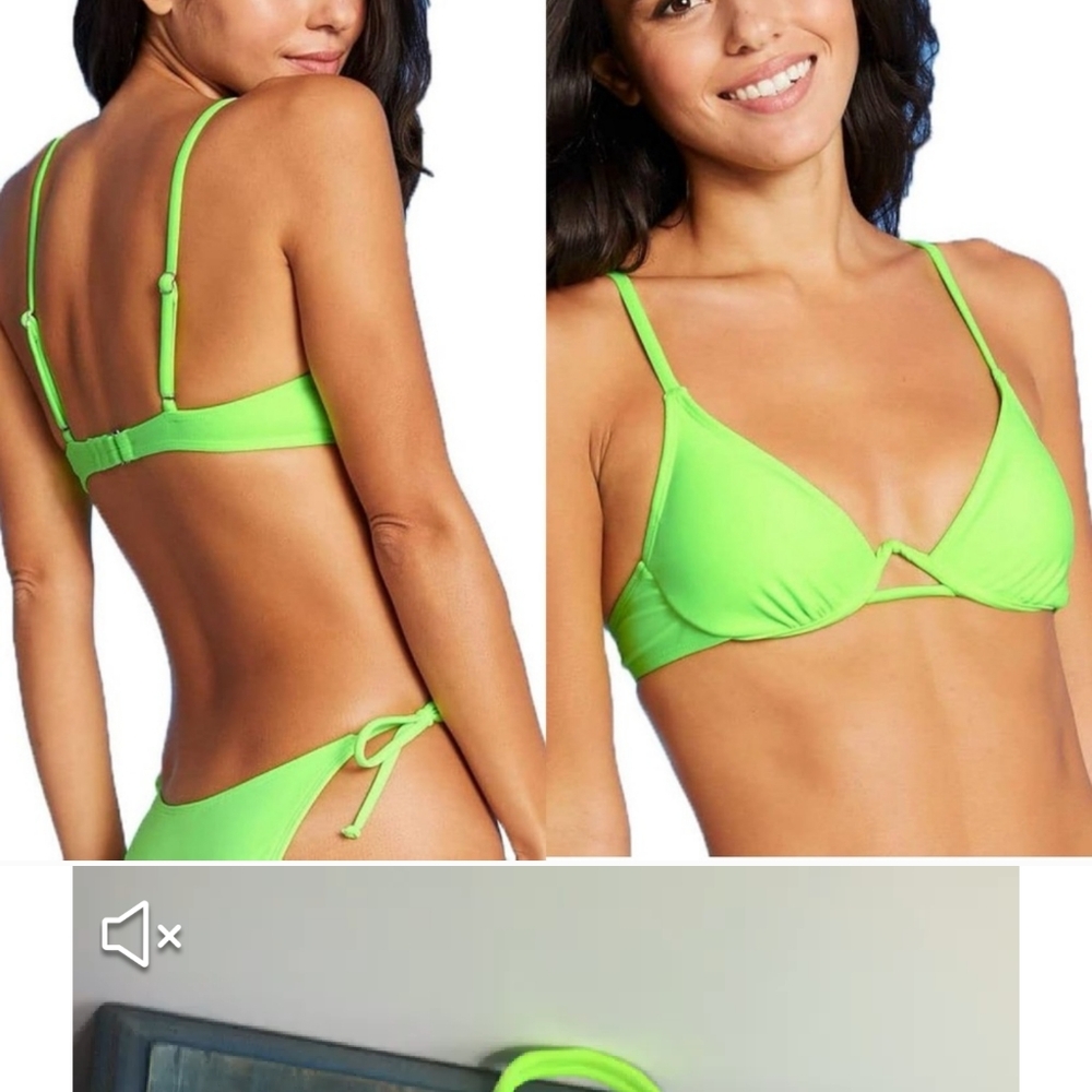 Xhilaration Green Bikini Top Push Up Style 4- 6 Medium